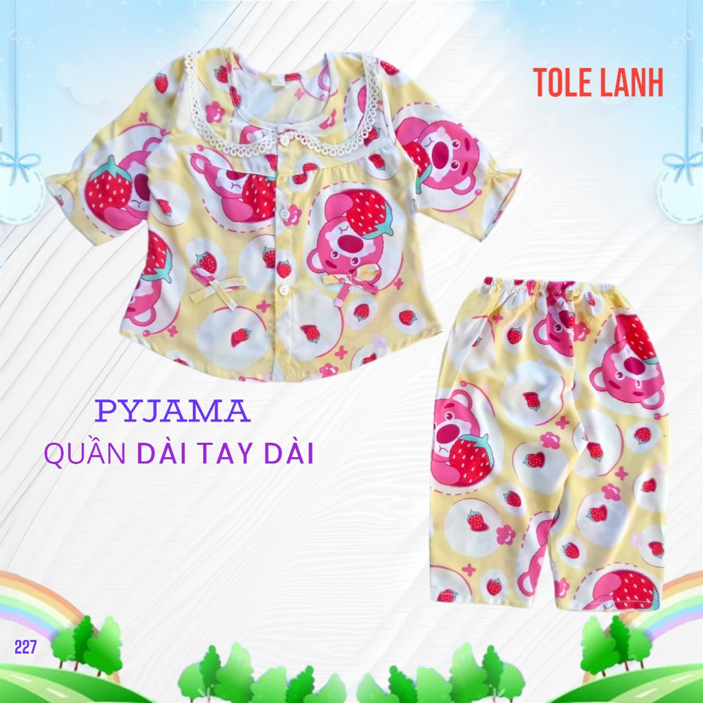 Được lựa mẫu. Từ 4 -10 kí đồ bộ dành cho bé gái quần dài áo tay dài pyjama, chất tole, lanh 2 da loại 1, mát mẻ