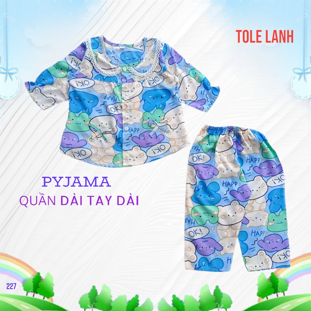 Được lựa mẫu. Từ 4 -10 kí đồ bộ dành cho bé gái quần dài áo tay dài pyjama, chất tole, lanh 2 da loại 1, mát mẻ