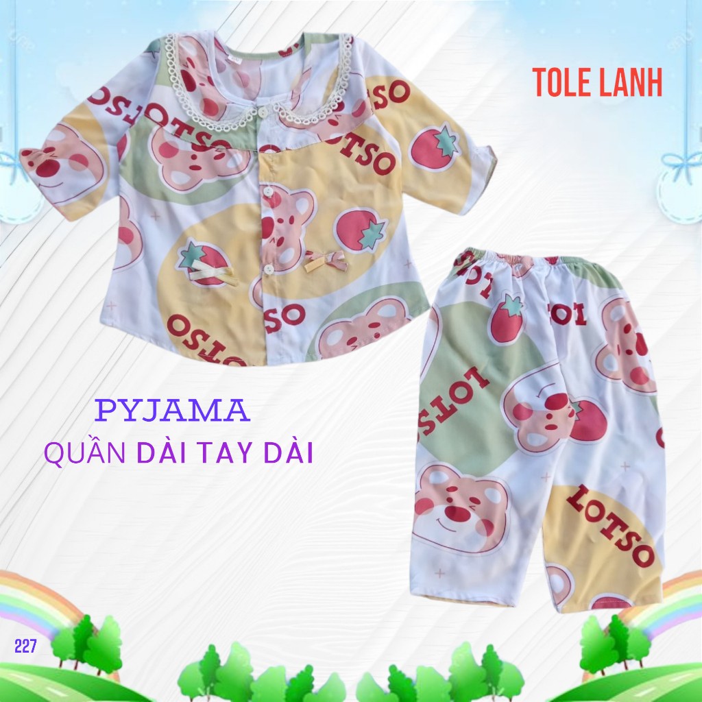 Được lựa mẫu. Từ 4 -10 kí đồ bộ dành cho bé gái quần dài áo tay dài pyjama, chất tole, lanh 2 da loại 1, mát mẻ