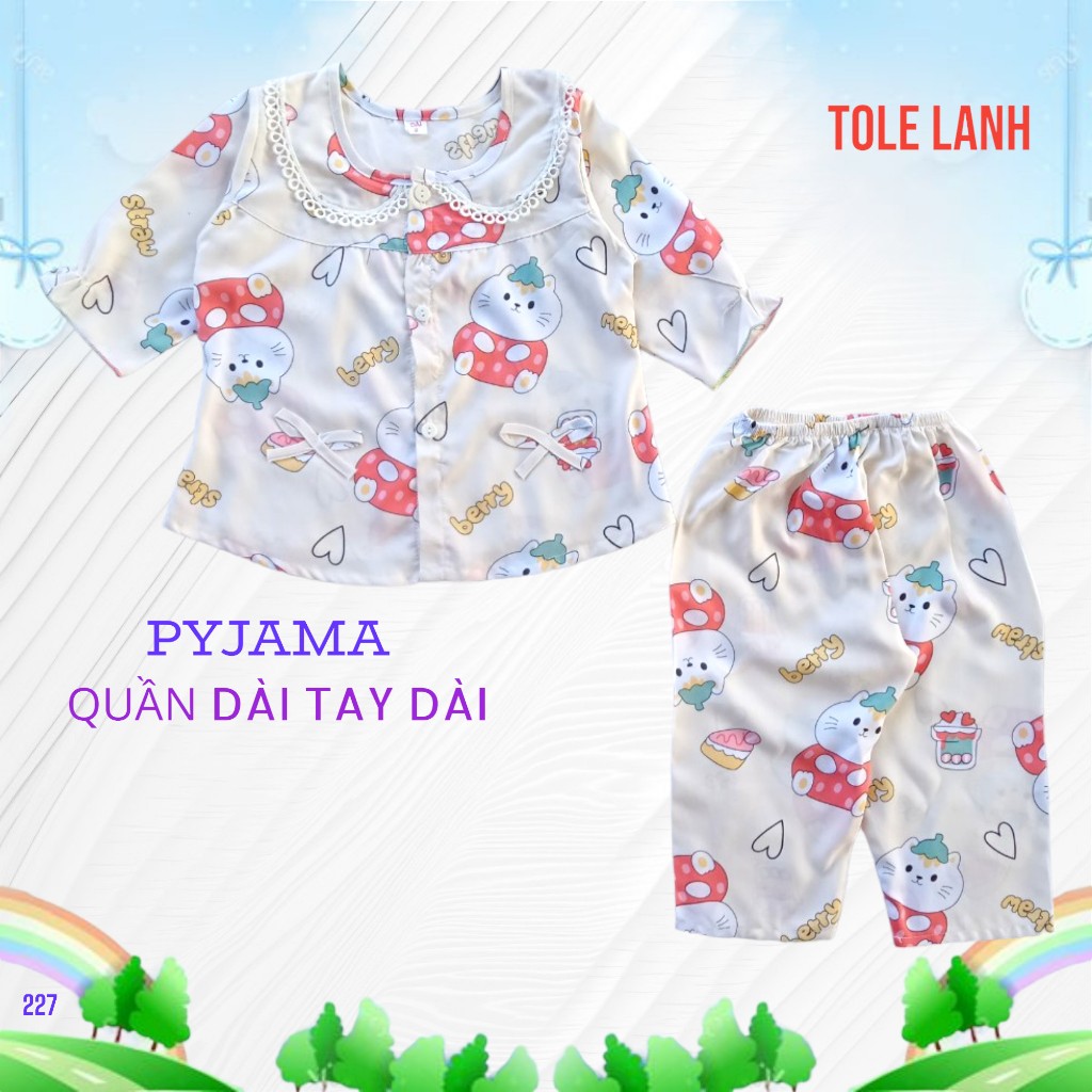 Được lựa mẫu. Từ 4 -10 kí đồ bộ dành cho bé gái quần dài áo tay dài pyjama, chất tole, lanh 2 da loại 1, mát mẻ