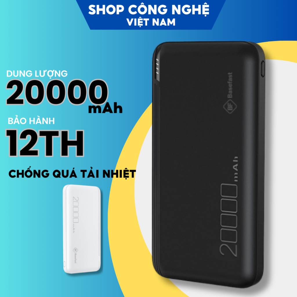 Sạc Dự Phòng 20000mAh SD02 cao cấp pin chống quá tải nhiệt sạc nhanh Nhỏ Gọn cho samsung xiaomi