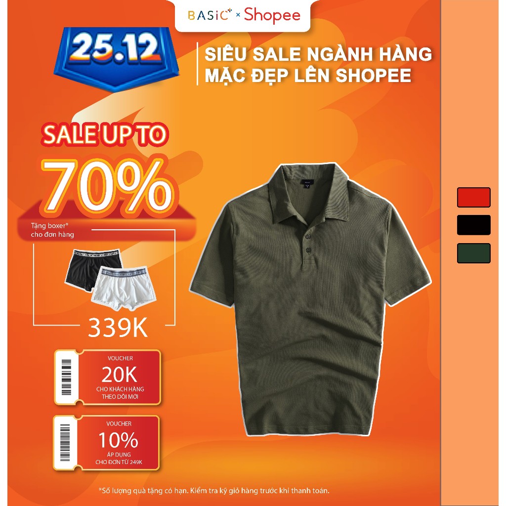 POLO CASUAL BASICPLUS vải COTTON SIÊU bền màu, hạn chế tối ưu xù lông và co rút A02-113