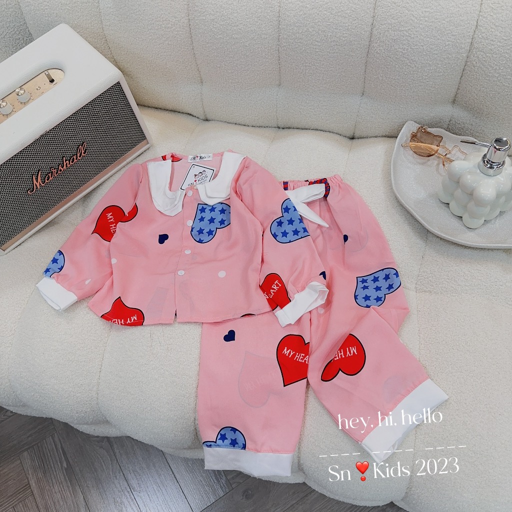 Bộ Pizama dài tay cao cấp cho bé gái 8-20kg