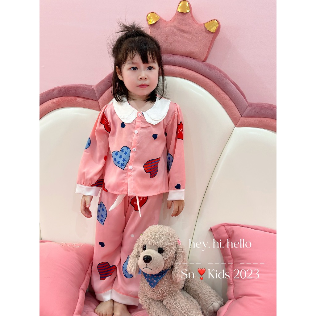 Bộ Pizama dài tay cao cấp cho bé gái 8-20kg