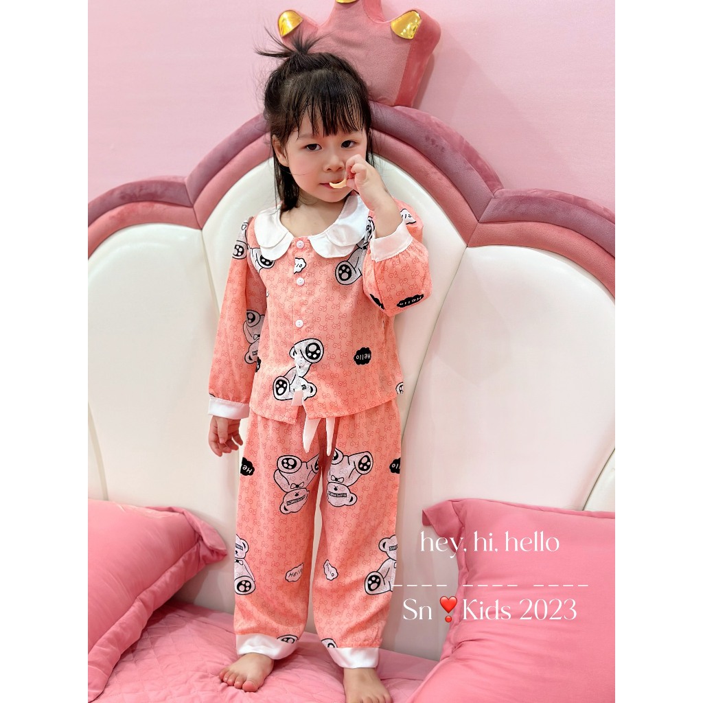 Bộ Pizama dài tay cao cấp cho bé gái 8-20kg