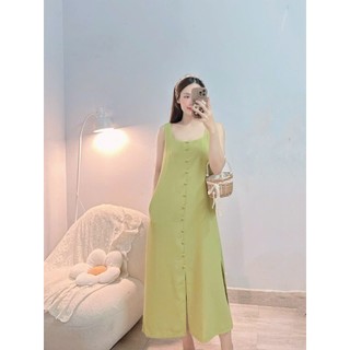 ĐẦM MAXI XẺ TÀ PHỐI NÚT KIỂU