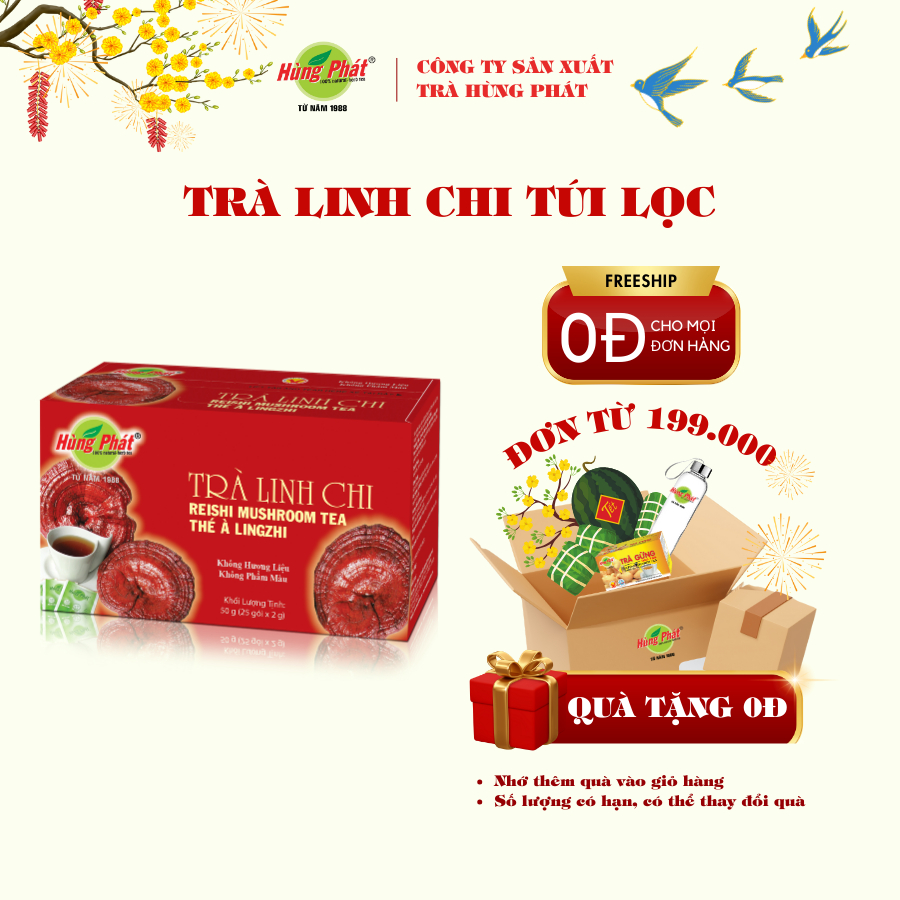 Trà Linh Chi Túi Lọc Hùng Phát Hộp 25 Gói