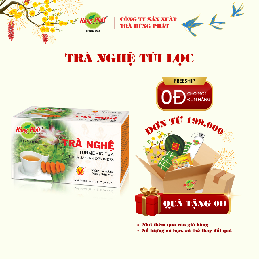 Trà Nghệ Túi Lọc Hùng Phát Hộp 25 Gói