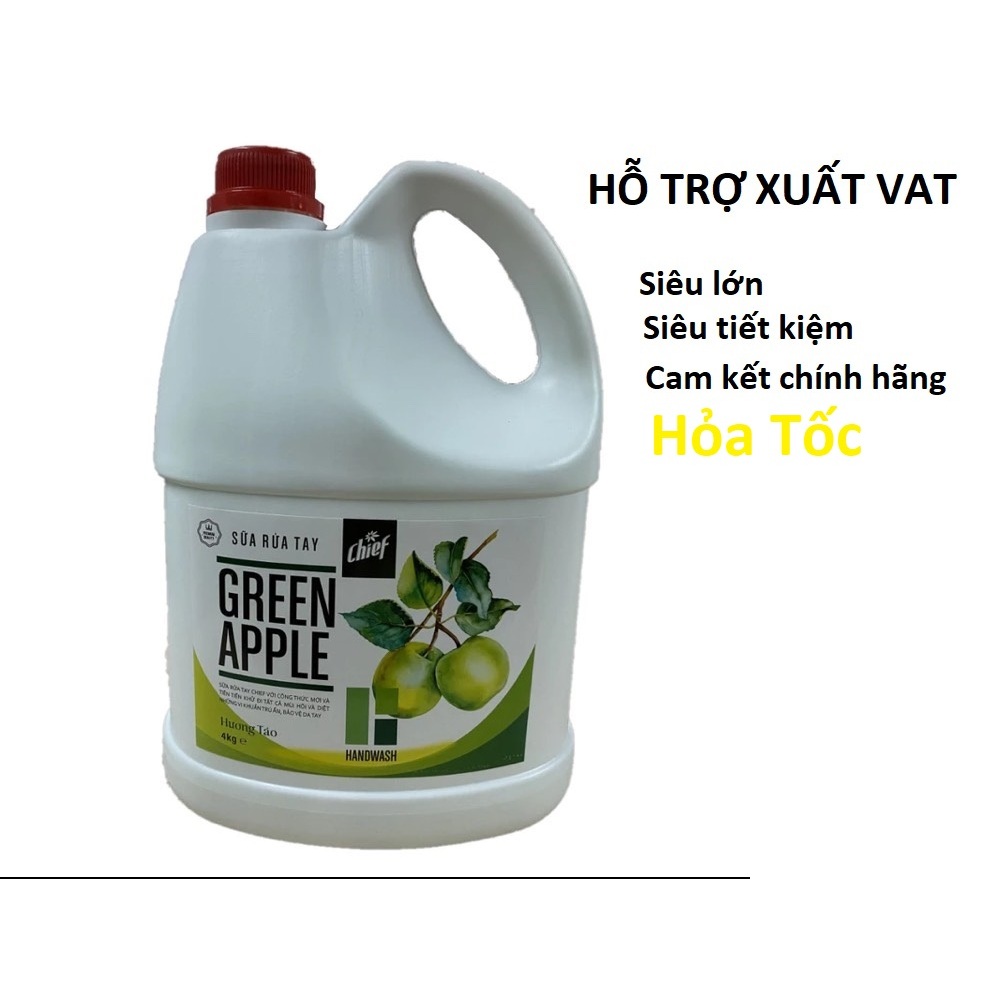 Sữa Rửa Tay Chief, Nước rửa tay Chief Can 4kg, Cho đôi tay bạn luôn thơm mát mỗi ngày ( Diệt 99,9% vi khuẩn )