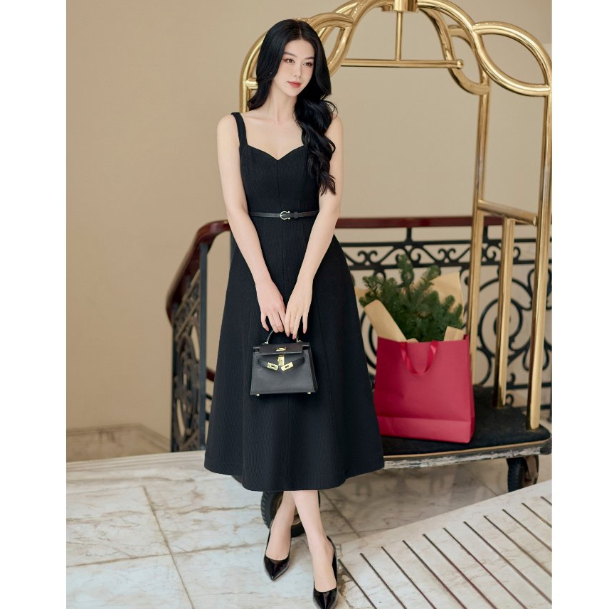 SALE UP TO 50% + VC 200K || JOVEN Đầm Dài Derella Cúp Ngực Chiết Eo Sang Trọng Thanh Lịch