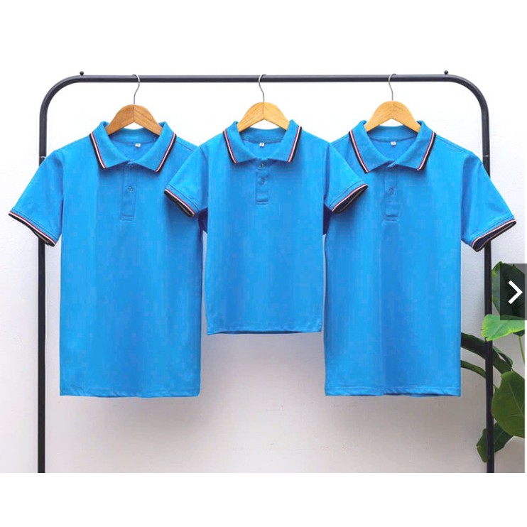 Áo gia đình có cổ polo màu xanh chất vải cá sấu dày dặn đủ size