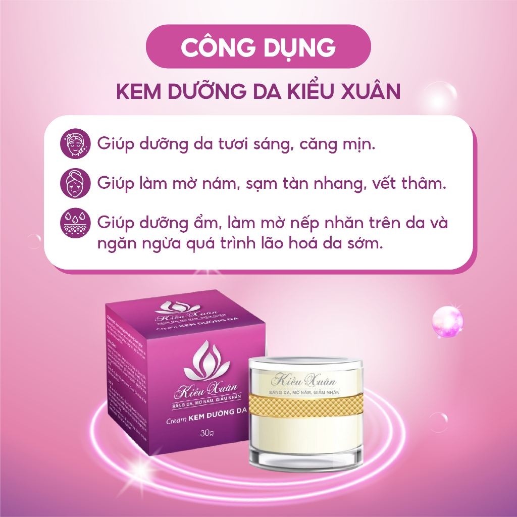 Kem Dưỡng Da KIỀU XUÂN Giúp Mờ Nám, Sáng Da, Mờ Nếp Nhăn Ngừa Lão Hoá  Cho Da Tươi Trẻ Hộp 30g