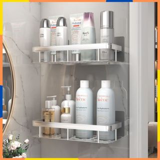 Kệ để đồ nhà bếp và phòng tắm Chất liệu nhôm cao cấp không rỉ sét chịu được vật nặng 30kg không cần khoan tường K108