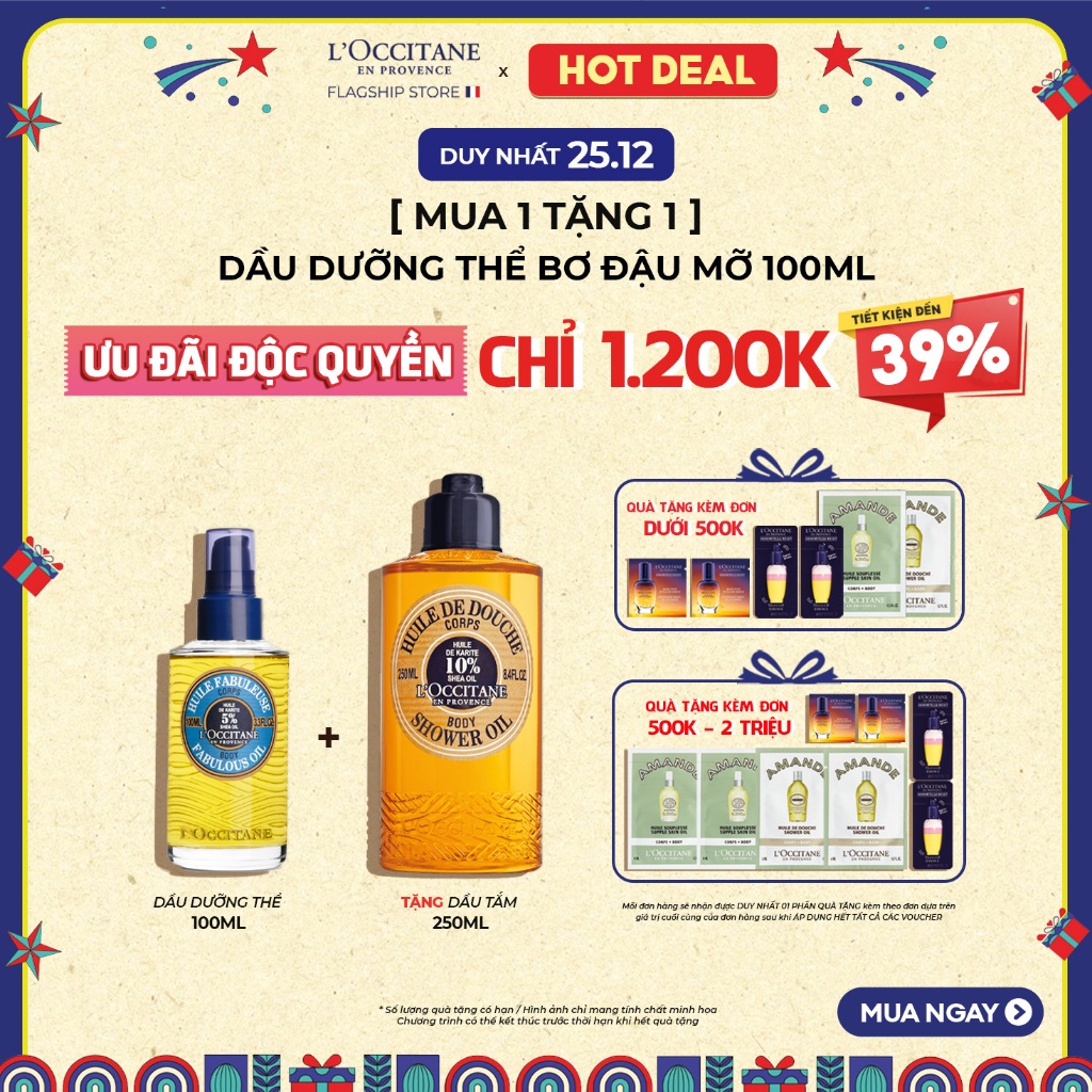 Dầu Dưỡng Thể Bơ Đậu Mỡ L'Occitane Shea Butter Fabulous Oil 100ml