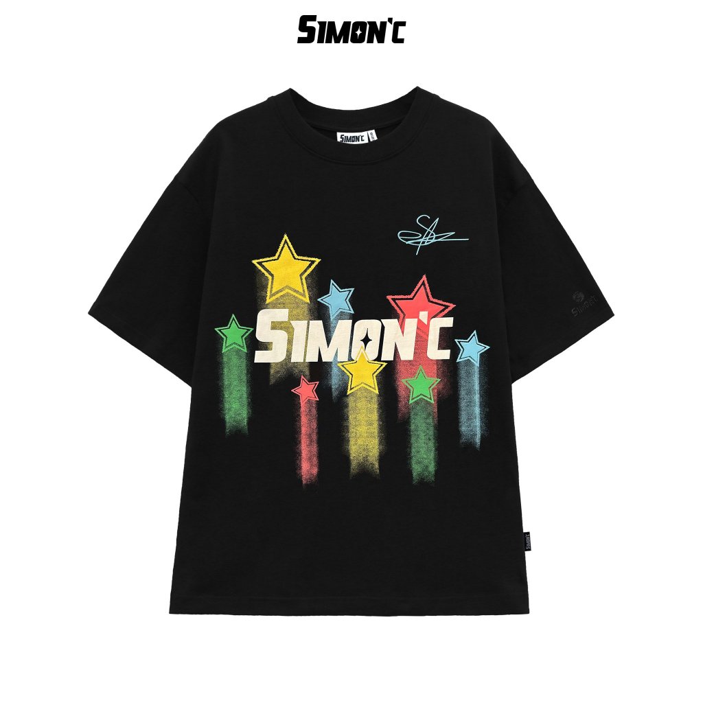 Áo Thun Simon'c Stars Tee - Đen Cotton Nam Nữ Unisex Tay Lỡ Oversize Local Brand
