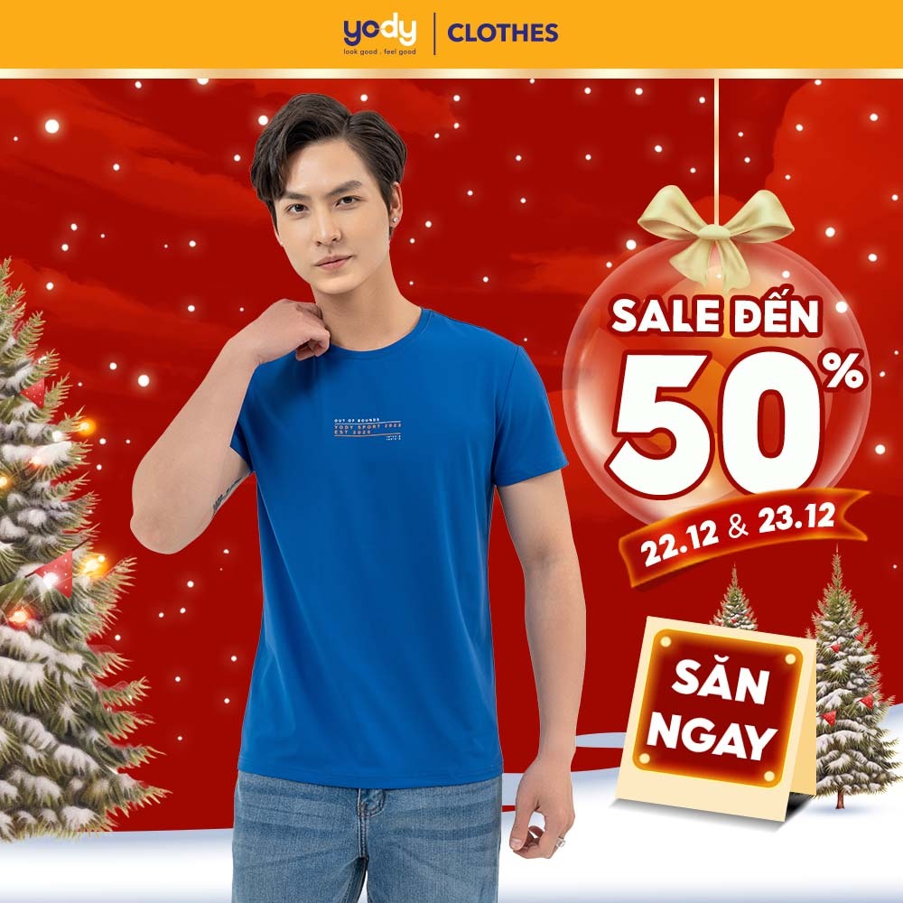 [Sale 50%] Áo thun thể thao nam YODY in chữ tập gym cổ tròn ngắn tay T-shirt Thể Thao Nam Out Of Bounds STM6071