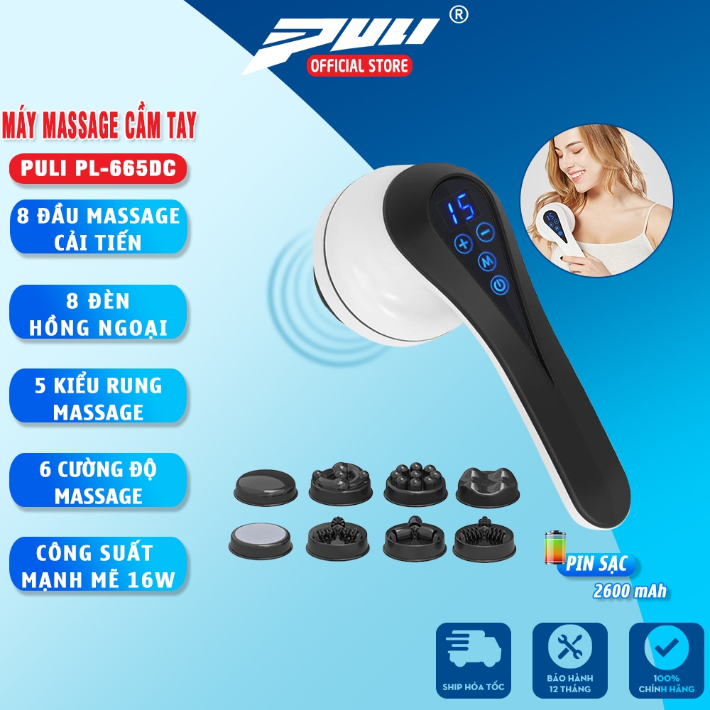 Máy massage bụng cầm tay 8 đầu pin sạc Puli PL-665DC thế hệ mới