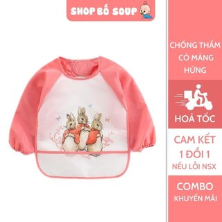 Áo yếm ăn dặm cho bé chống thấm nước có máng hứng thức ăn rơi Shop Bố Soup