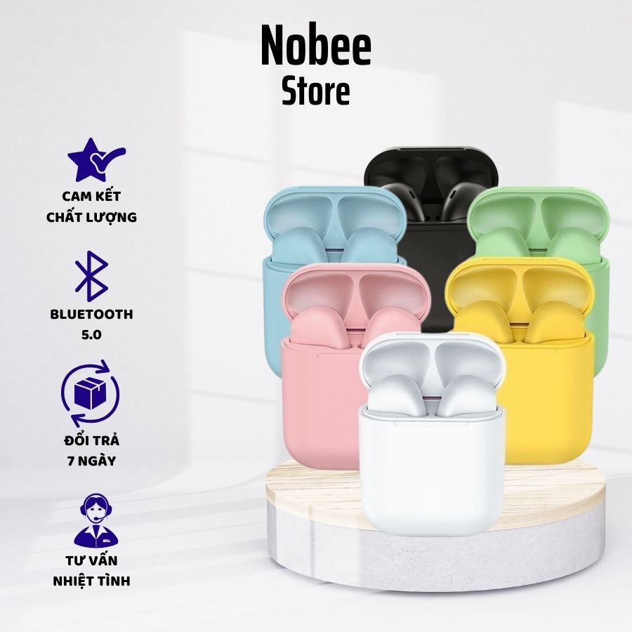 Tai Nghe Bluetooth J12 TWS 5.0 Không Dây Nghe Gọi Cảm Ứng Chạm Âm Thanh Sống Động | NOBEE STORE | Tai nghe J12 Màu