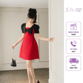Đầm tafta xước đỏ ánh nhũ cao cấp - ROSIE DRESS by Thepeavn [Mã tri ân đã set sẵn giá sale]