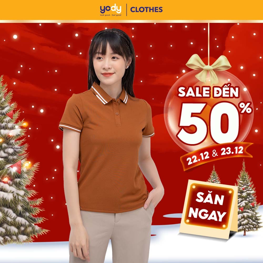 [Sale 50%] Áo thun polo nữ kẻ to YODY thấm hút mồ hôi, khử mùi siêu tốt APN5070