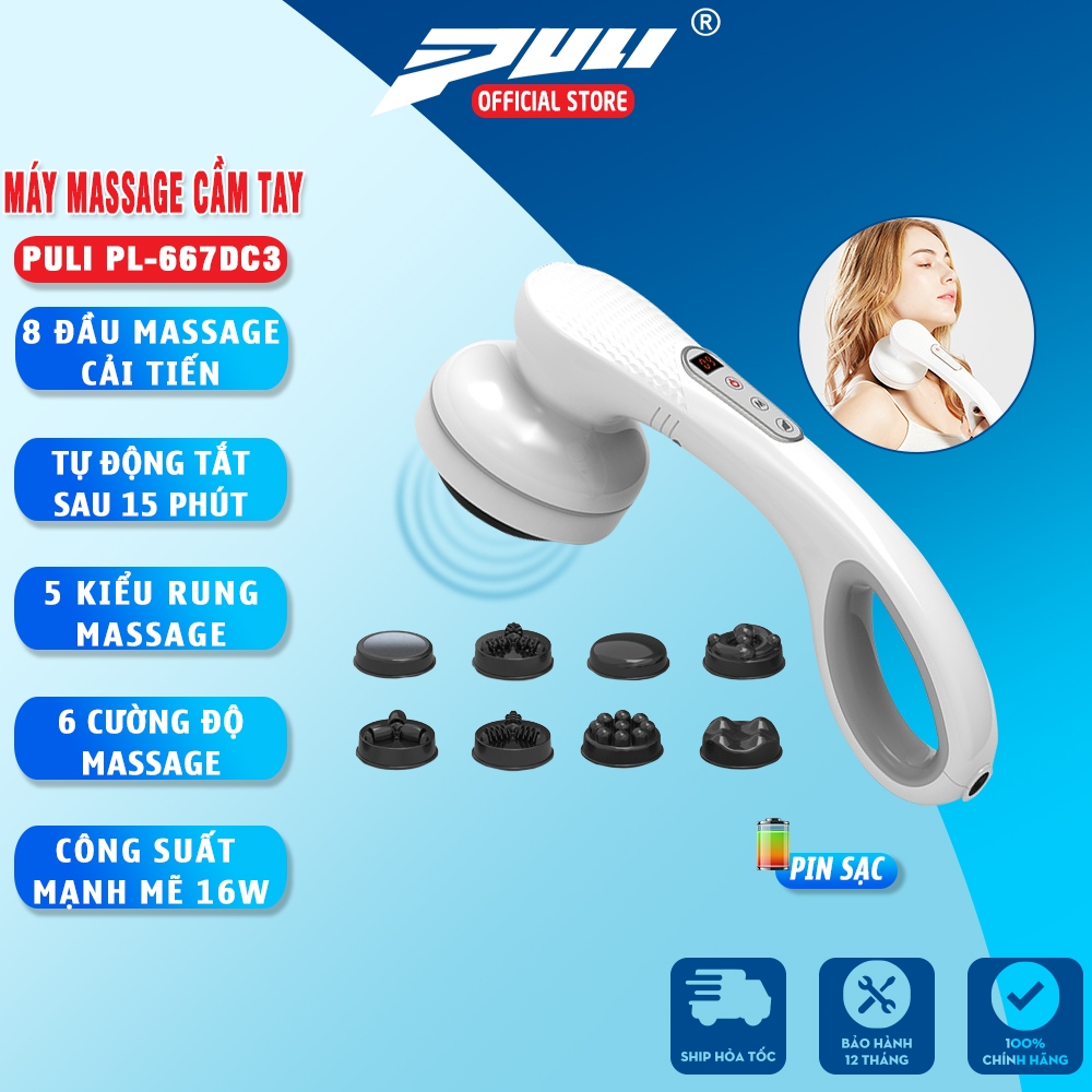 Máy massage cầm tay pin sạc 8 đầu PULI PL-667DC3 - Điện tử