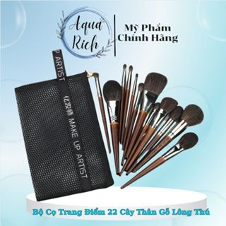 [Sẵn] Bộ Cọ Trang Điểm 22 Cây OVW/Taki Lông Thú Thân Gỗ Tặng Túi [Mắt - Môi - Khối - Má Hồng - Phấn Phủ]
