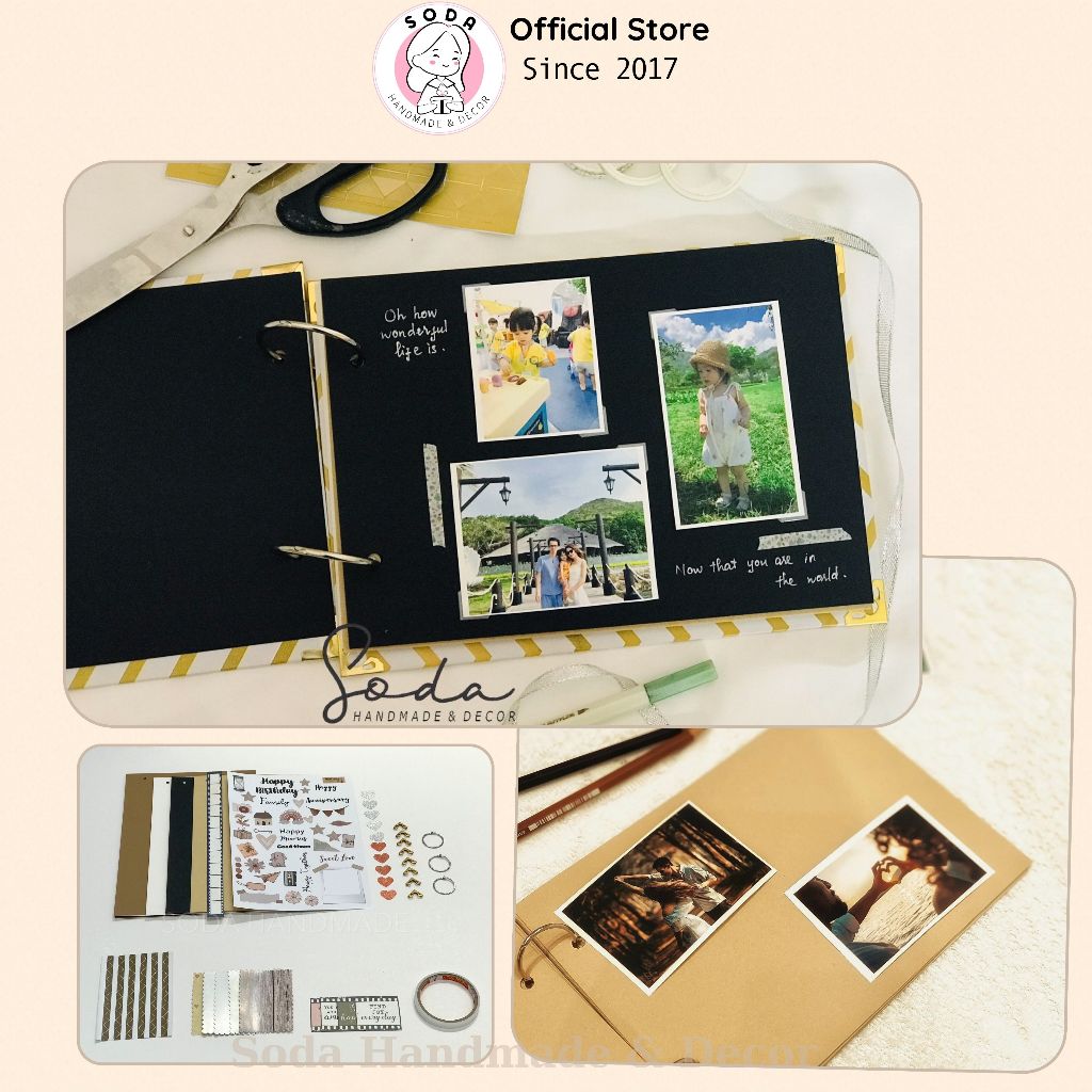 Combo Set nguyên liệu đầy đủ làm nhật ký ảnh/album ảnh mini Scrapbook