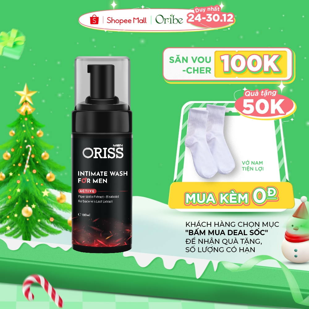 Bọt Vệ Sinh Nam Giới Oriss Active Sạch Khuẩn Khử Mùi Không Gây Kích Ứng Mùi Hương Nam Tính 120ml