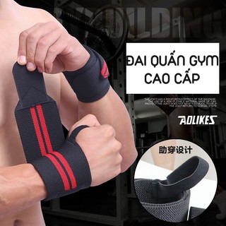  Đai Quấn Cổ Tay tập GYM Chính hãng Aolikes loại 2 vạch cao cấp dài 50X8CM