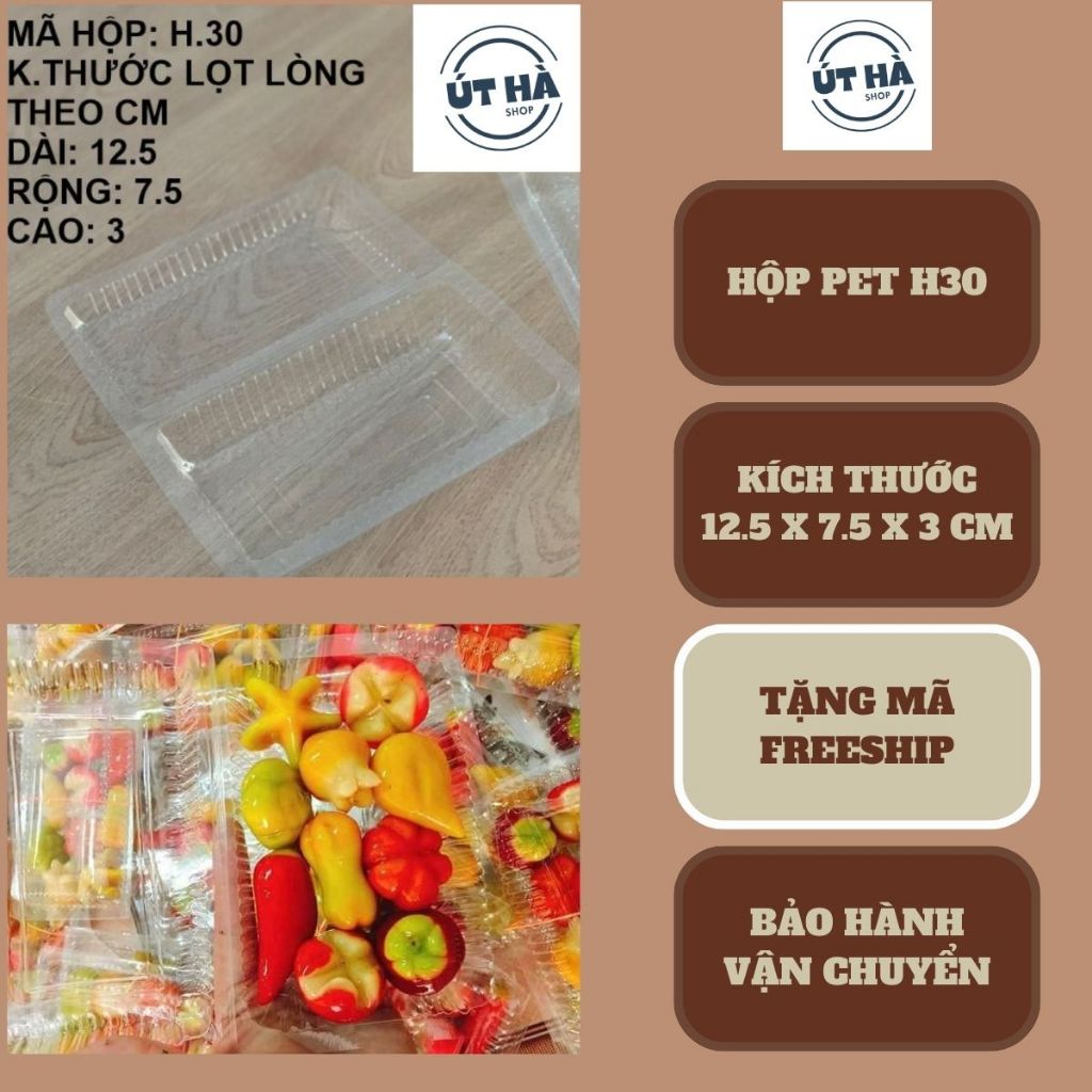 50 Hộp nhựa dùng 1 lần, hộp đựng mứt, thèo lèo, sushi, bánh, thực phẩm, hộp PET định hình H21 H30 H50 H55 H25 H100