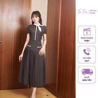 Đầm xếp li dáng dài phối nơ - CICI DRESS by Thepeavn [ẢNH THẬT+VIDEO]