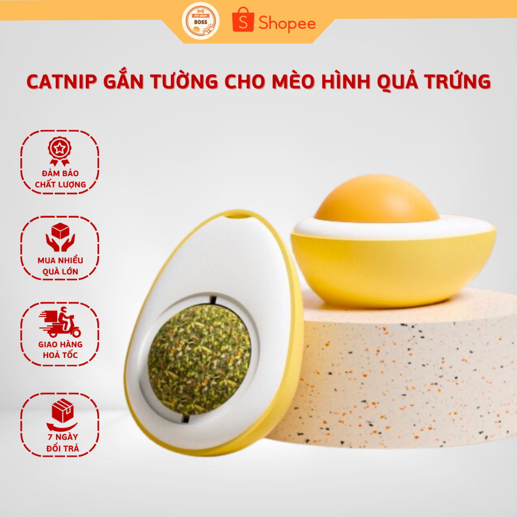 Cỏ Mèo Catnip Gắn Tường Cho Mèo - Cỏ Bạc Hà Hình TRỨNG Dạng Xoay Có Nắp Đậy Giúp Thư Giãn cho mèo