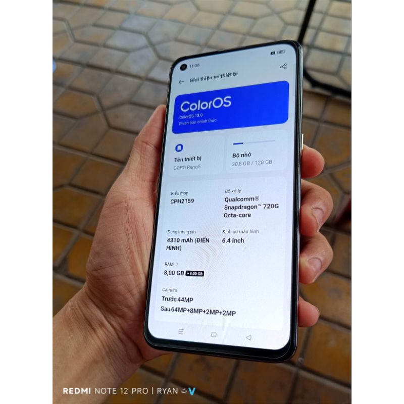 Điện thoại OPPO Reno 5 ram 8+8GB/128GB Snapdragon 720G, màn hình 6,4 inch Full HD+, hàng đã qua sử dụng
