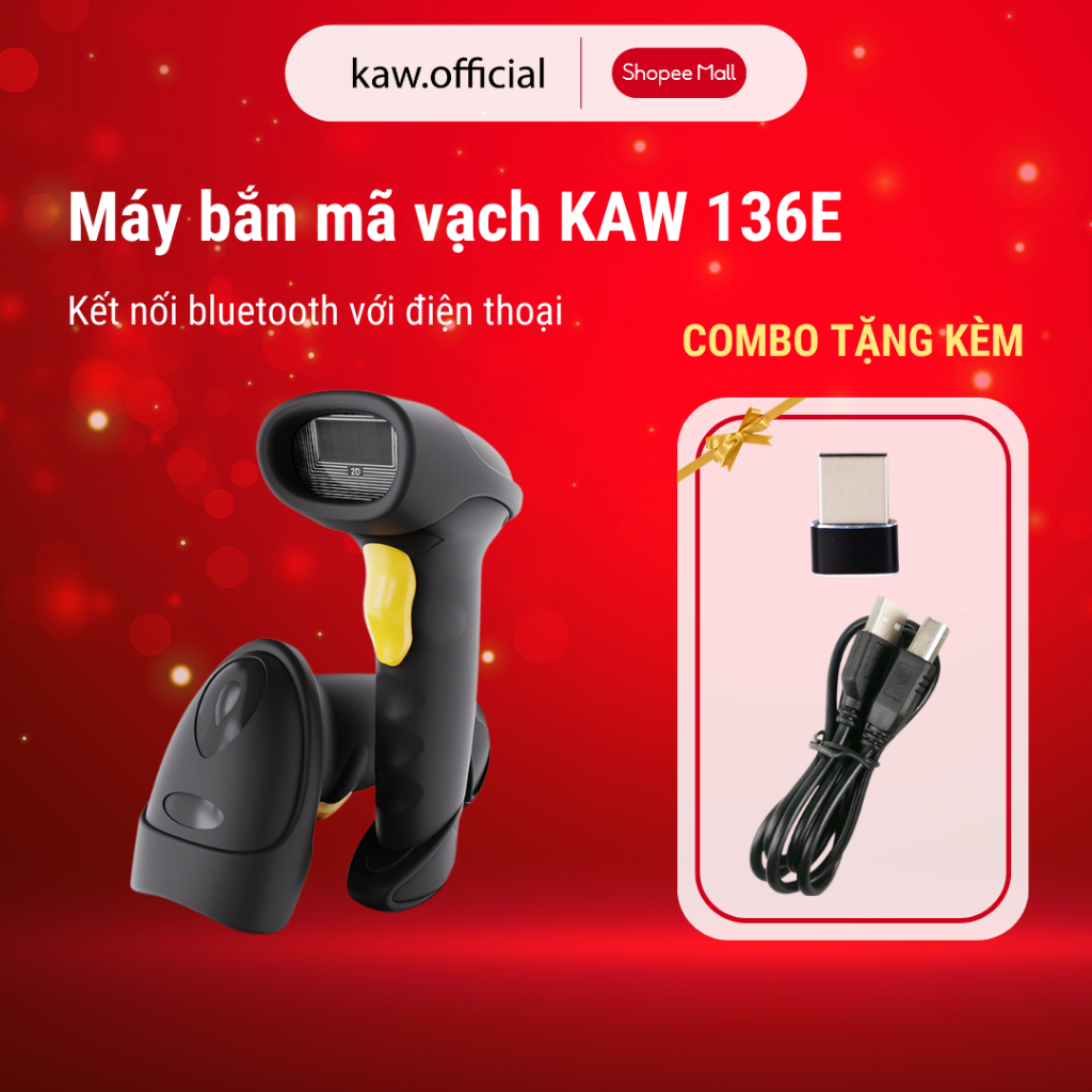 Máy bắn mã vạch Kaw 2D - Không Dây, Bluetooth 5.0, Quét Đa Tia Siêu Nhạy