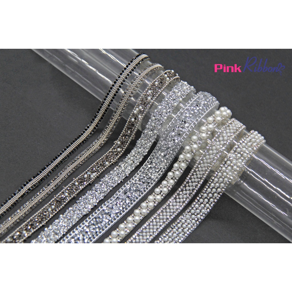 [GIÁ 1 MÉT] Dây silicone đính đá, trang trí nơ bờm , phụ kiện may mặc.