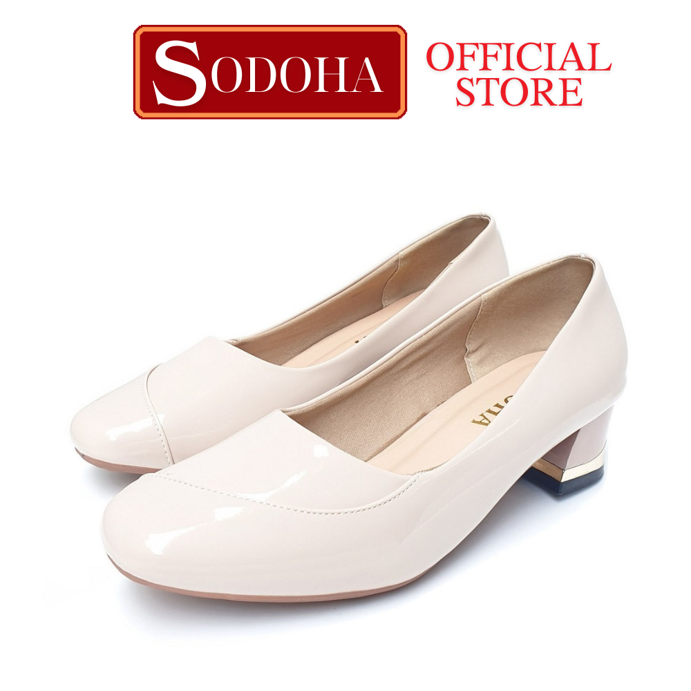 Giày cao gót SODOHA SDH891K Màu Kem đế cao 4cm