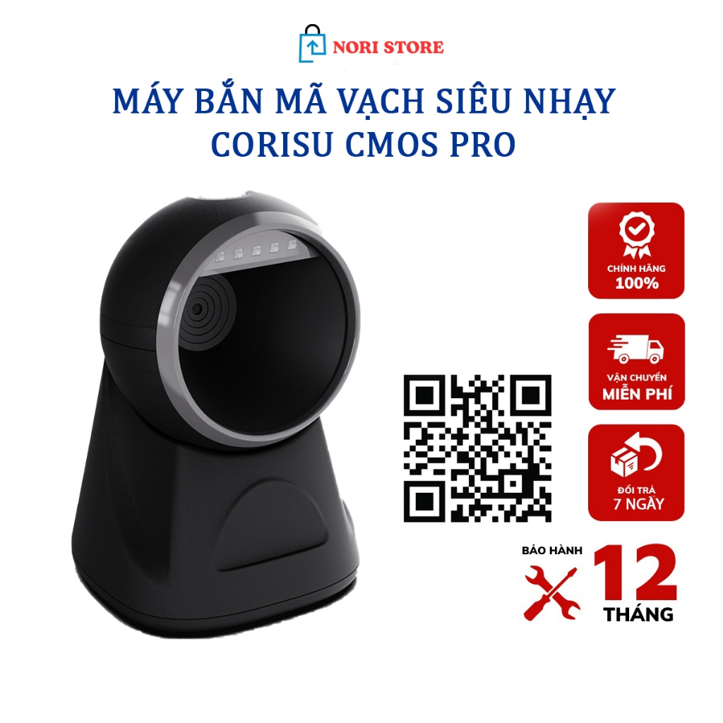 Máy quét mã vạch để bàn siêu nhạy Corisu Pro, quét QR code và mã vạch, nhiều chế độ quét