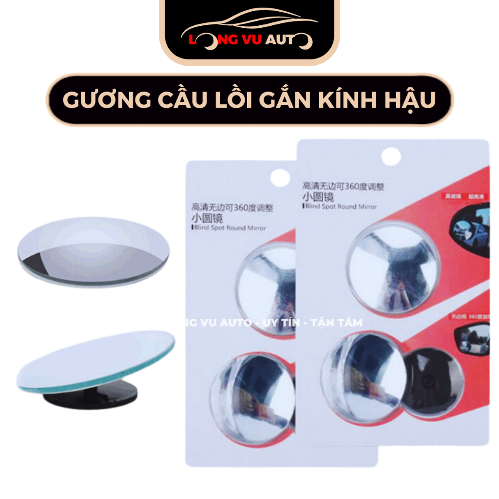 Gương cầu lồi ô tô tráng bạc xoay 360 độ xóa điểm mù