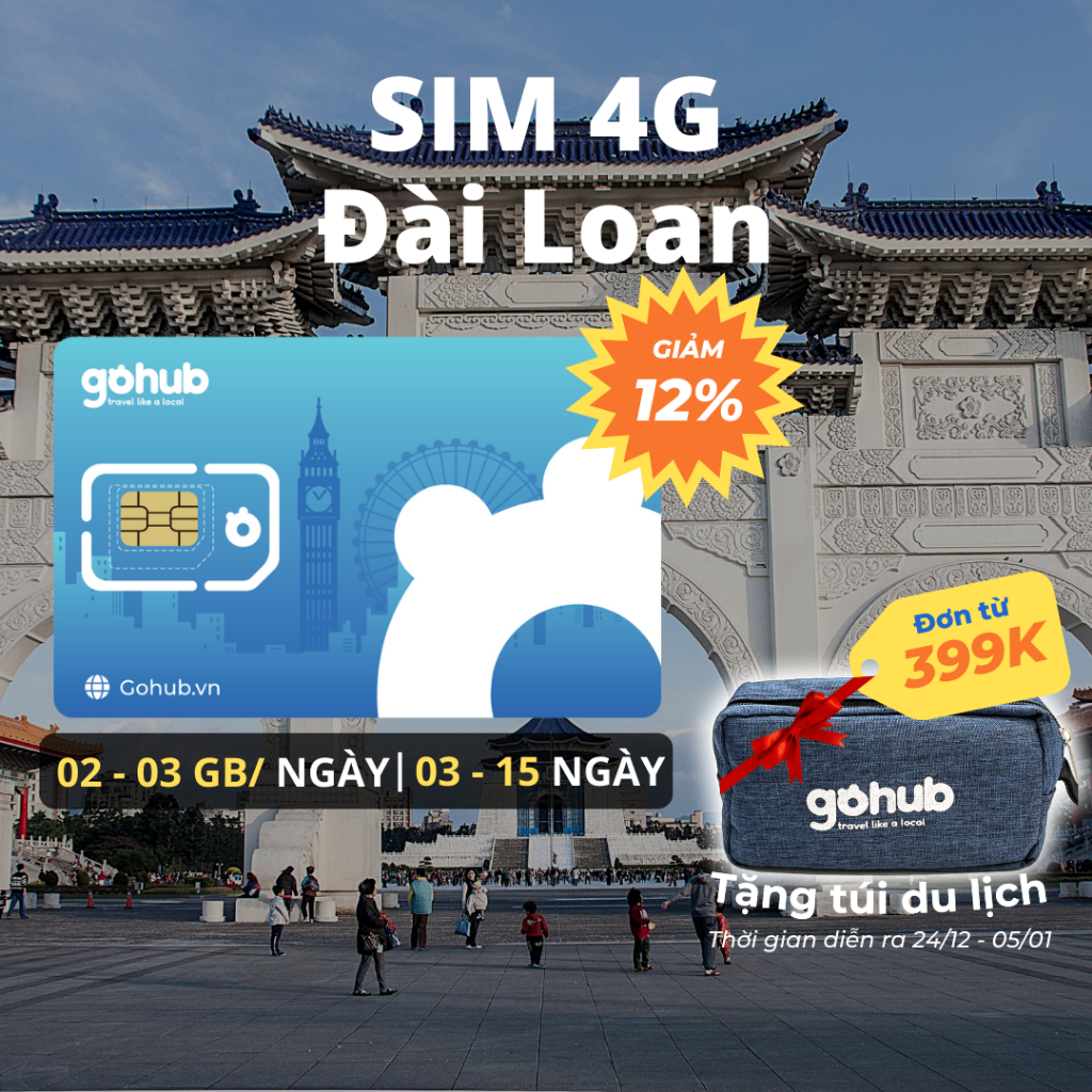 SIM 4G du lịch Đài Loan - Gói theo ngày (03 - 15 ngày) - Tặng que chọc SIM