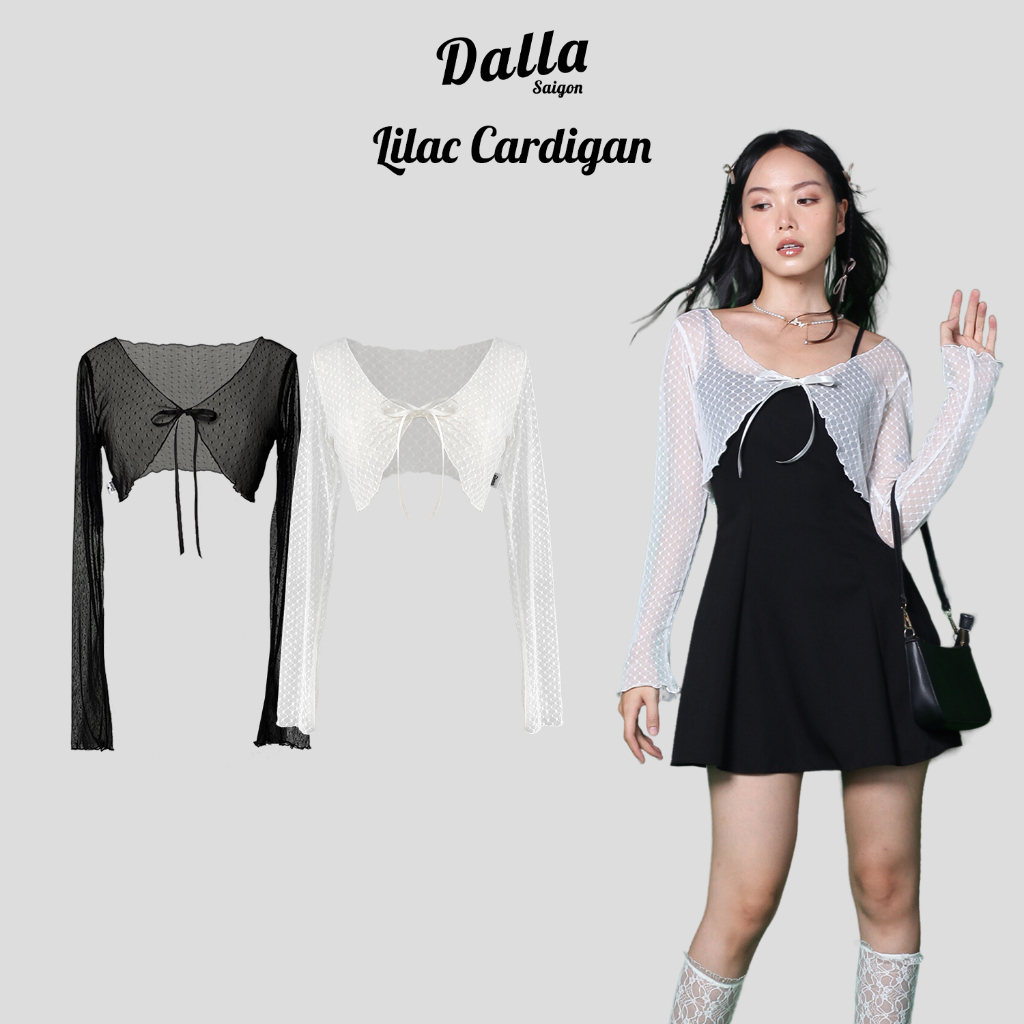 DALLA Áo ren trắng cột nơ/cuốn biên