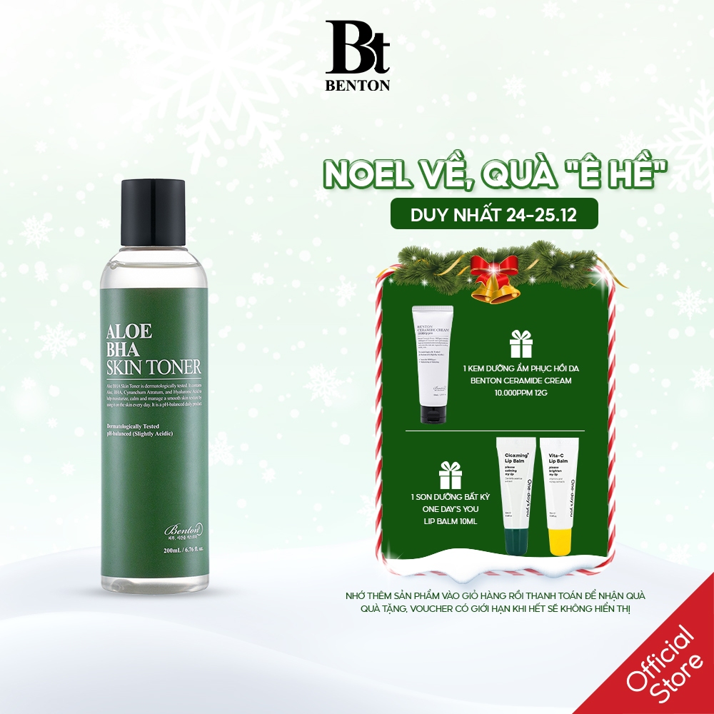 Nước Hoa Hồng Làm Sạch Lỗ Chân Lông, Ngăn Ngừa, Giảm Mụn Benton Aloe BHA Skin Toner 200ml