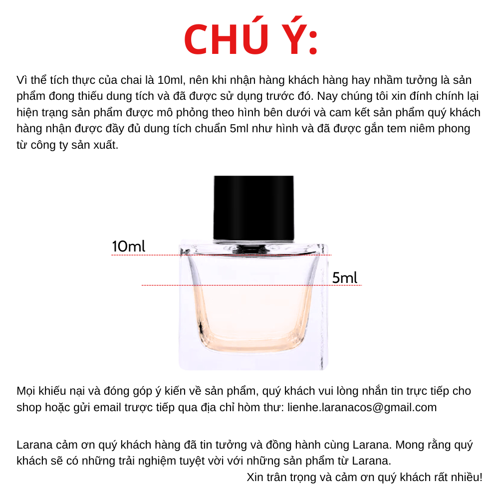 Nước hoa vùng kín Larana Inner Perfume, giúp khử mùi hôi hiệu quả, ngăn ngừa bệnh lý vùng kín hiệu quả, dung tích 5ml.