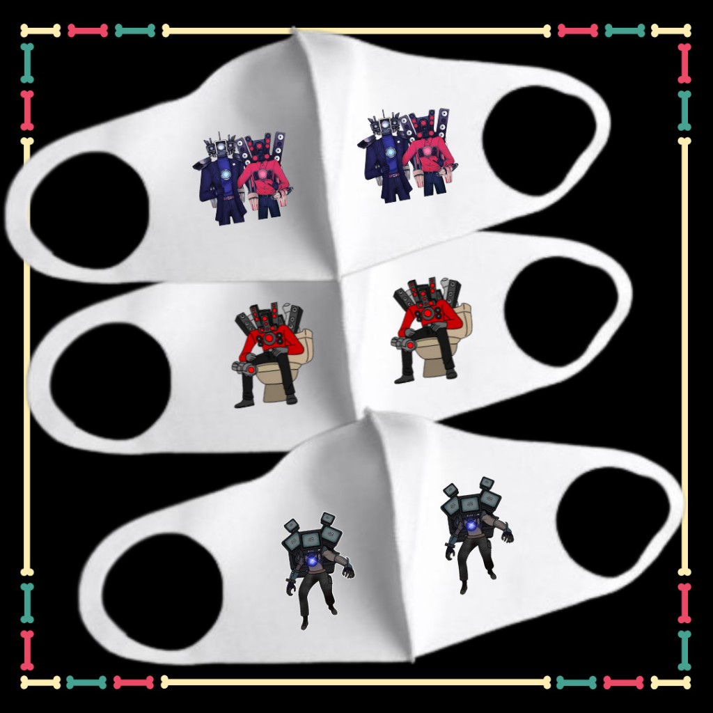 Khẩu trang vải bé trai bé gái in hình Skibidi Toilet ,Catnap, Cameraman Titan Speakerman Titan TV man trẻ em yêu thích