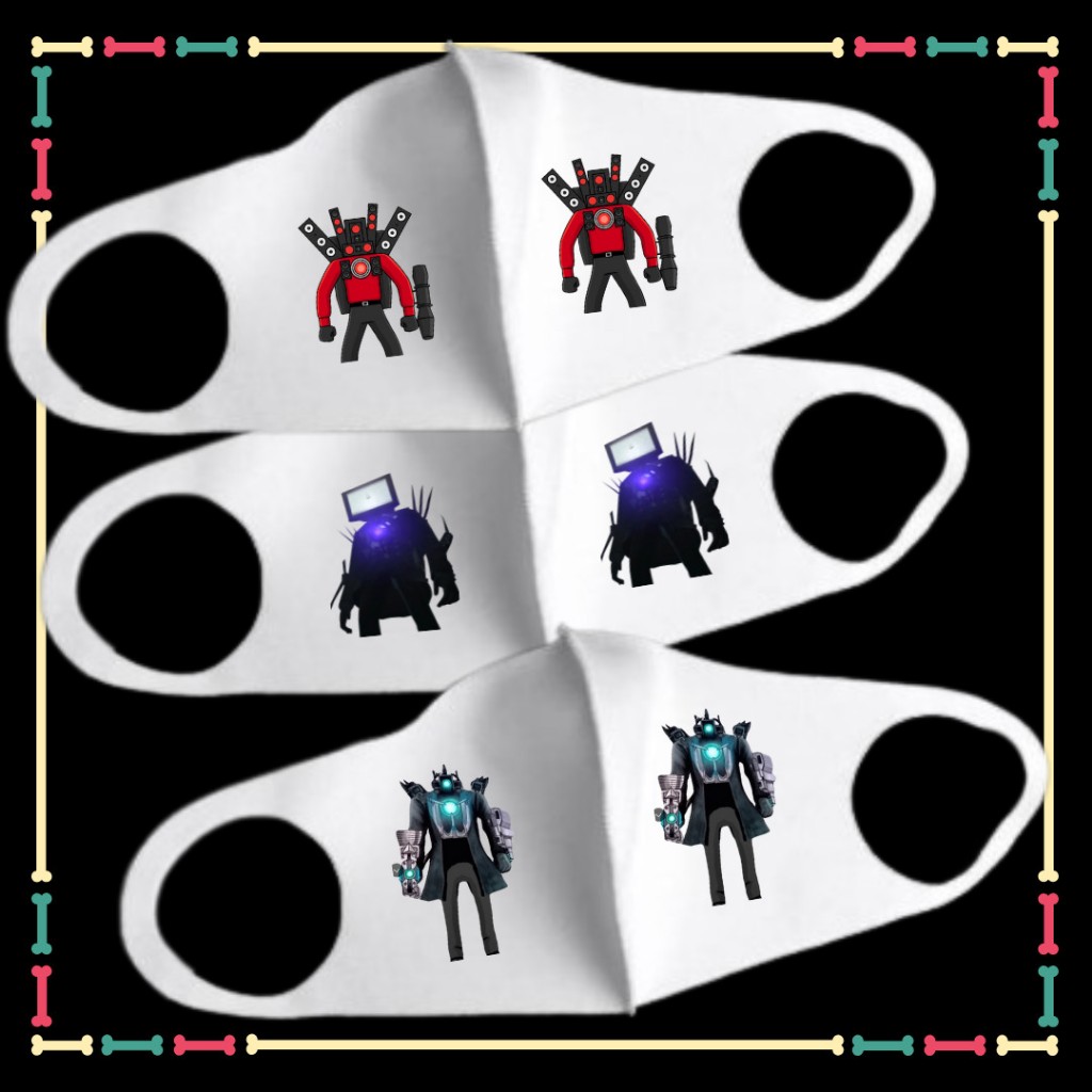 Khẩu trang vải bé trai bé gái in hình Skibidi Toilet ,Catnap, Cameraman Titan Speakerman Titan TV man trẻ em yêu thích