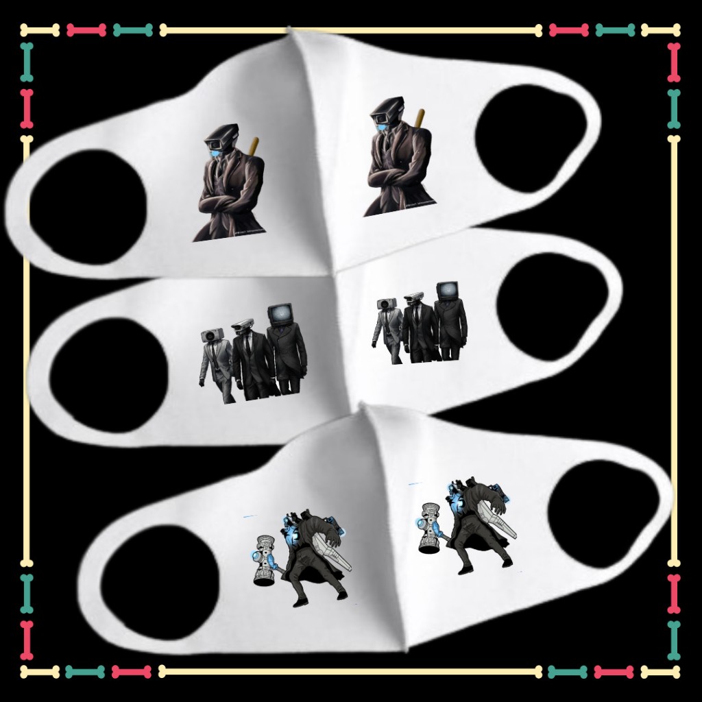 Khẩu trang vải bé trai bé gái in hình Skibidi Toilet ,Catnap, Cameraman Titan Speakerman Titan TV man trẻ em yêu thích