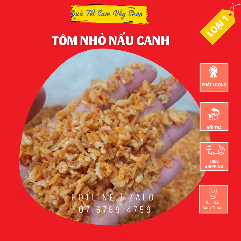 100g tôm nhỏ nấu canh, nước lèo, xào bắp, khô quẹt biển Bình Thuận