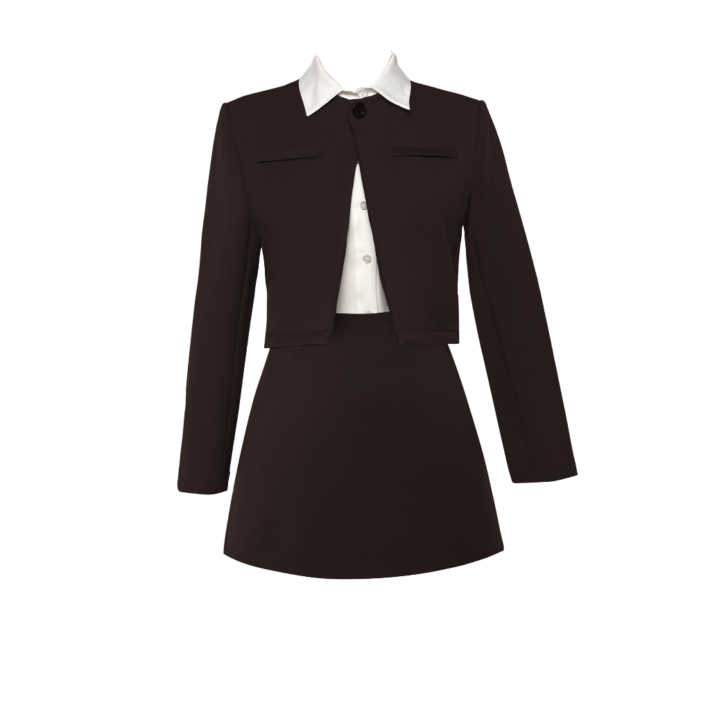 DALLA Áo blazer croptop cổ tròn