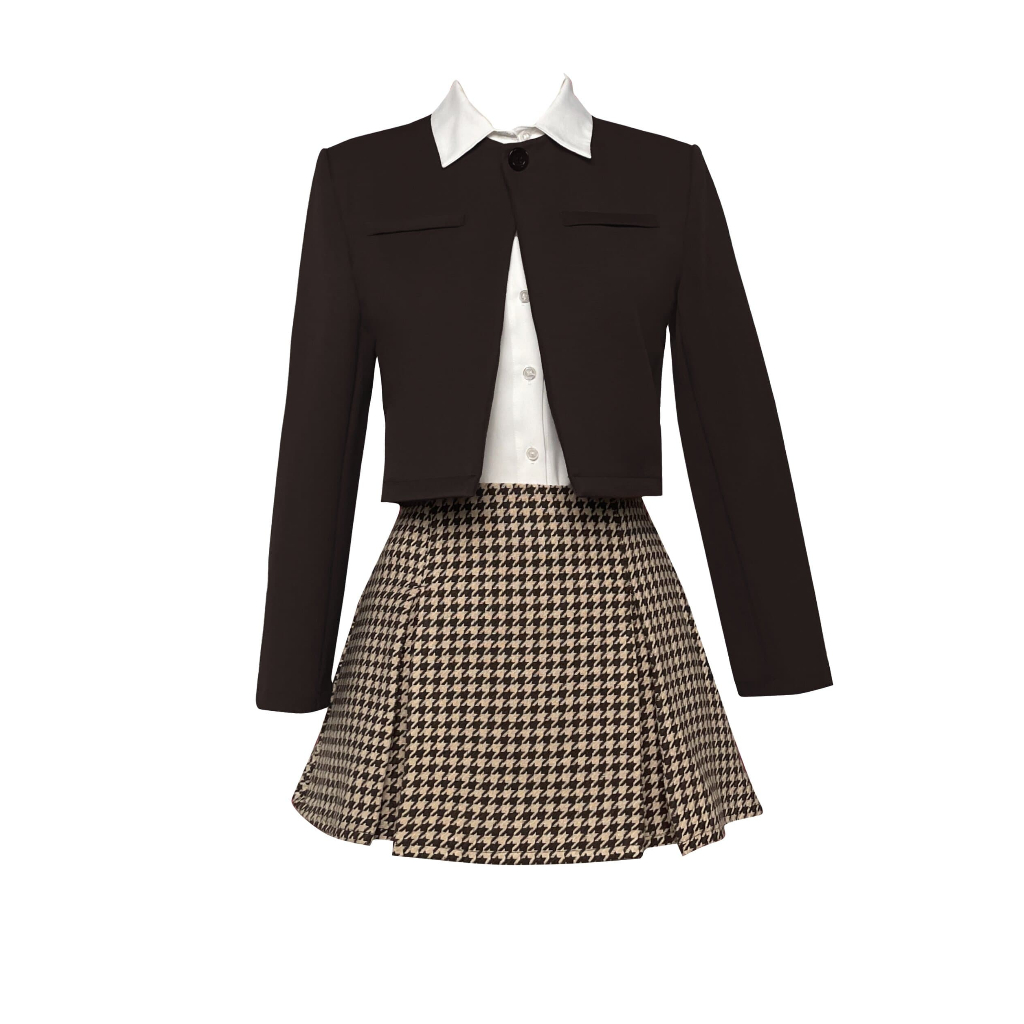 DALLA Áo blazer croptop cổ tròn