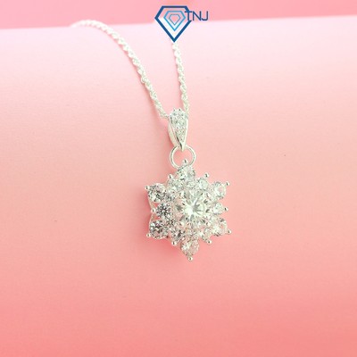 Dây chuyền bạc nữ Moissanite 7ly kèm thẻ tra cứu mặt bông tuyết sang trọng, lấp lánh DCNM0023 - Trang Sức TNJ